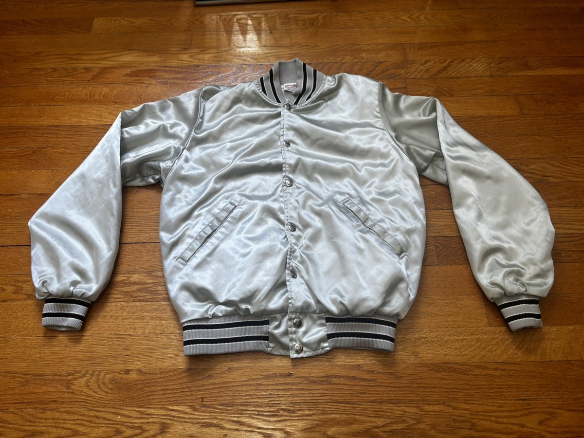 Vintage 80s Silver Satin Bomber Jacket | eBay Vintage 80s Silver Satin Bomber Jacket | eBay