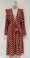 GLAMOROUS Polka Dot Plunge Midi Dress (Size UK 12)- Slim Fit