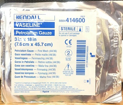 Kendall Vaseline Gauze Petrolatum Impregnated Dressing 3''x18'' Sterile 35pc Lot