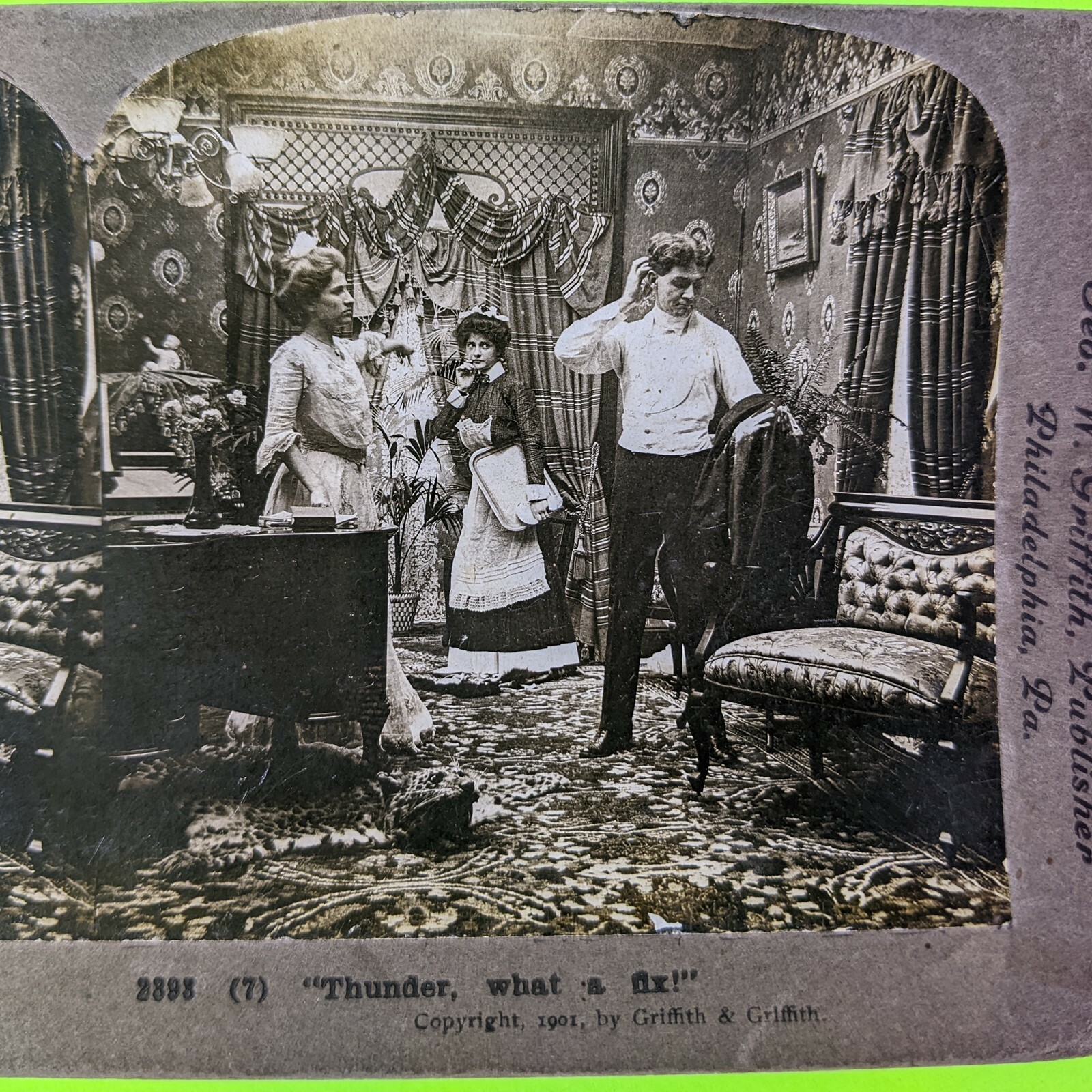 C1900s French Cook Funny Infidelity #7 "Thunder, What Fix" Foto Real Estéreo V5