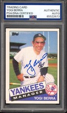 YOGI BERRA 1985 Topps #155 Signed HOF PSA/DNA Authentic AUTO Autograph Card