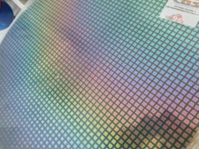 Dichroic Glass:CBS 96 COE Squares #3 Pattern on Rainbow Thin Black - 3"Sq