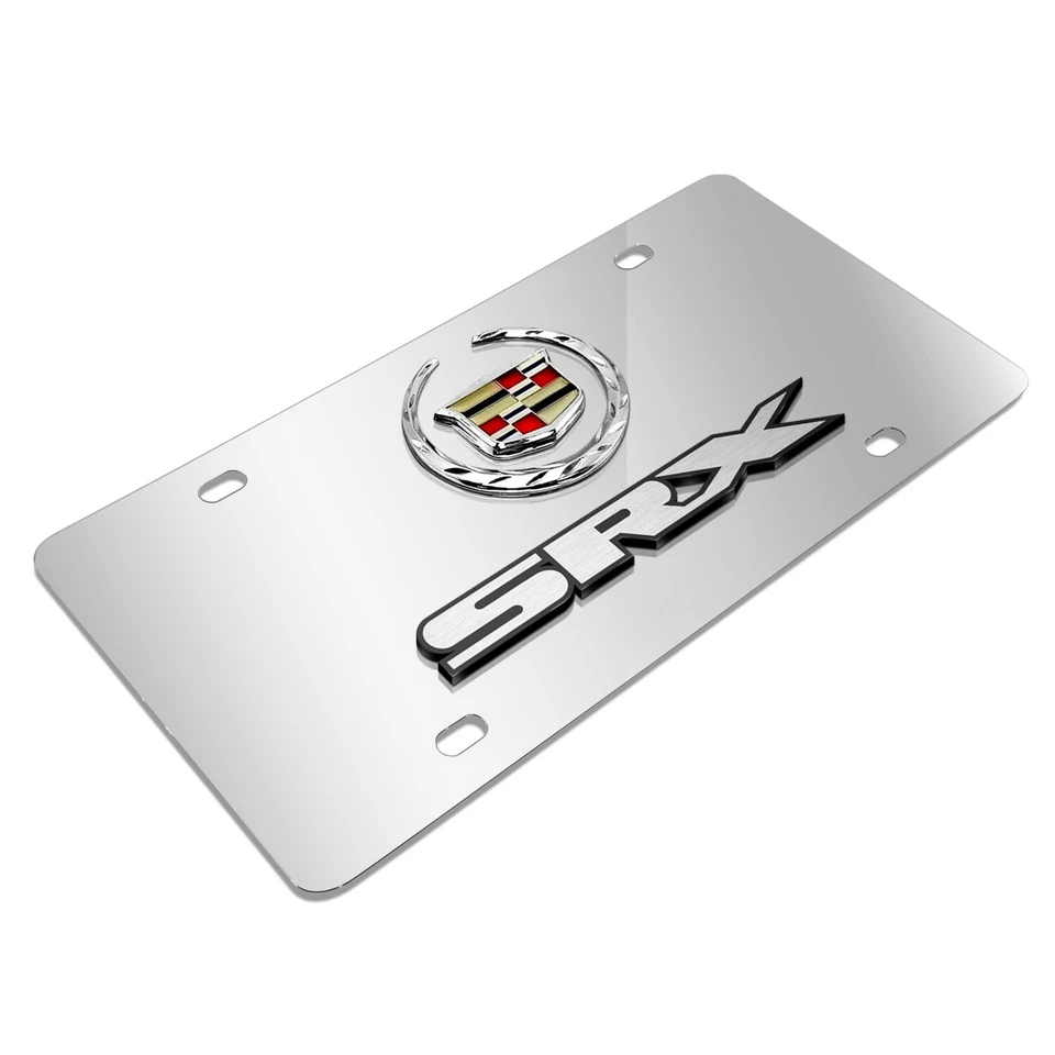 Placa de matrícula Cadillac SRX doble logotipo 3d cromo acero inoxidable Foto 3 de 3