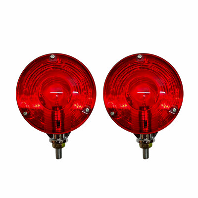 Warning Light Set Hazard Style with Chrome Frame for Kubota Tractor Red and Red