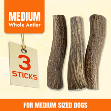 Premium Grade A Elk Antlers for Medium dogs   3pcs, Whole Elk Antler Dog Chew