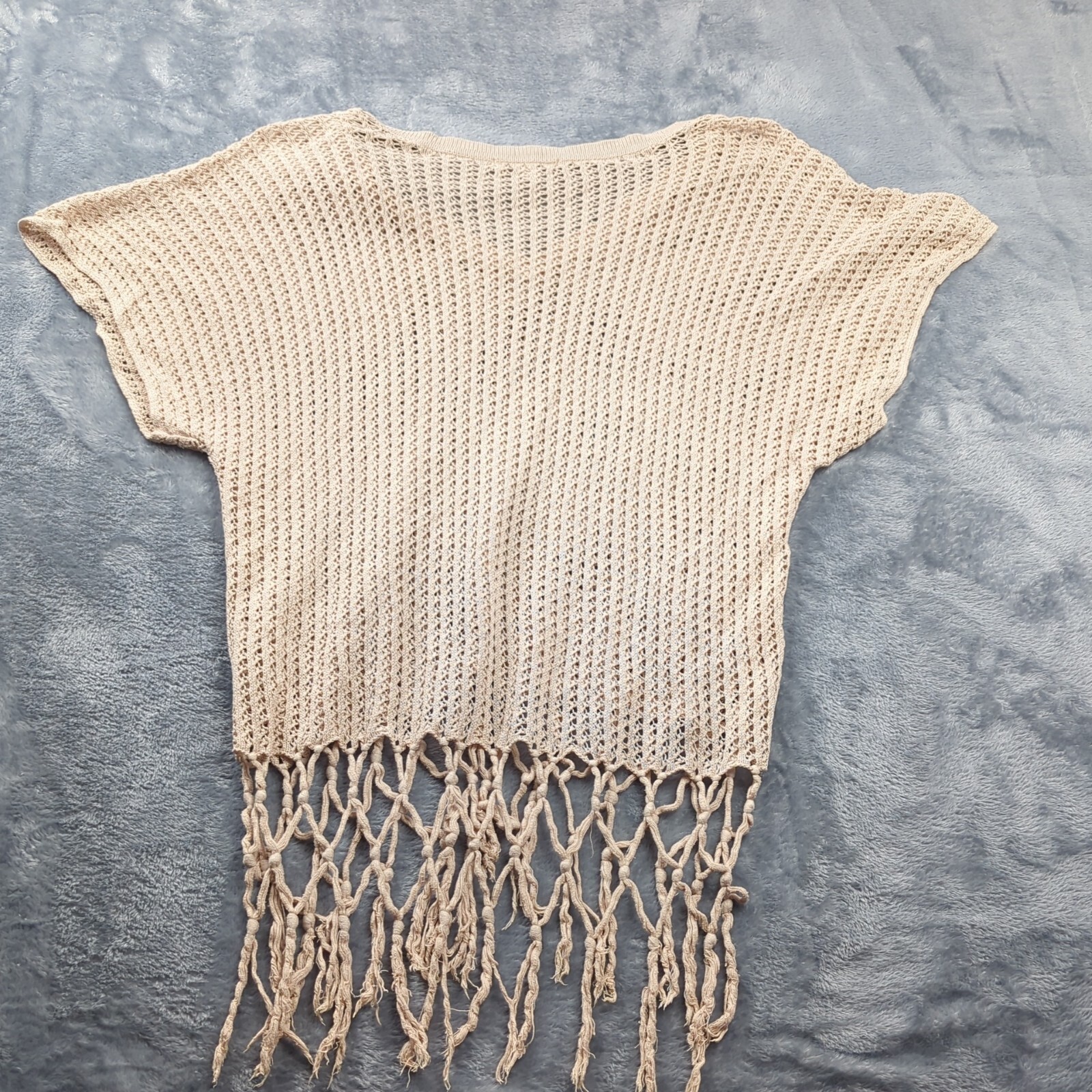 Cabi 292 Pullover Fling Fringe Crochet Sweater Small… Gem