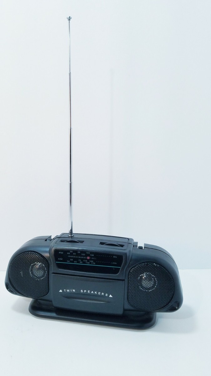 Twin Speakers Mini Boom Box Radio Battery operated WORKS