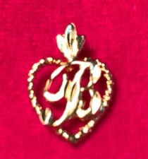 14KT Plaqué Or Lettre B Initiale Coeur Pendentif Breloque USA Vendeur