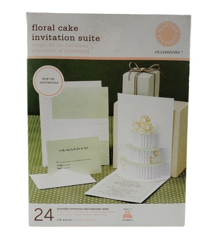 Martha Stewart Floral Cake Invitation 24 Printable Invitations Response ...