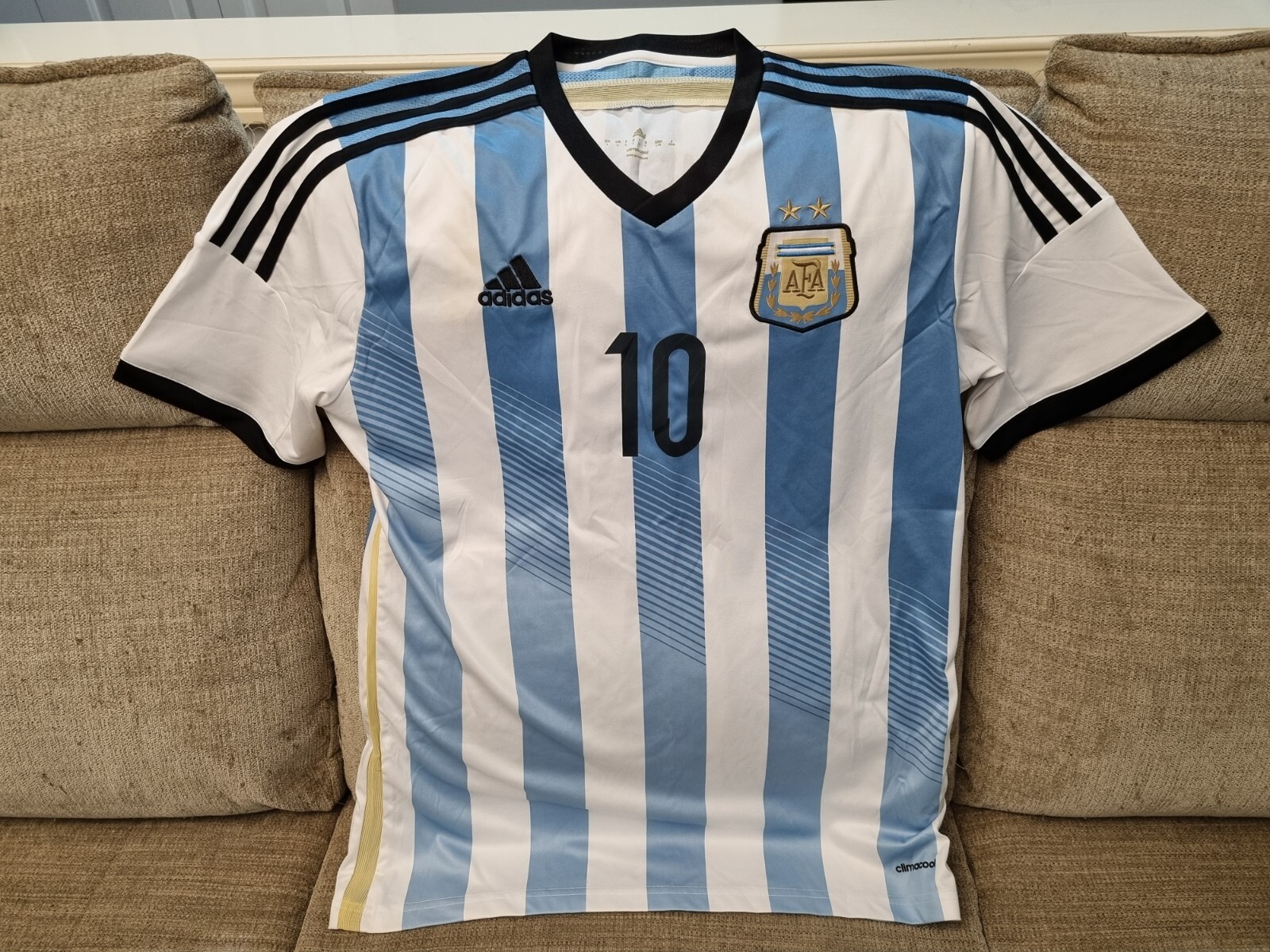 2013 Messi Argentina Home Authentic Vintage Soccer Jersey Mens L World Cup