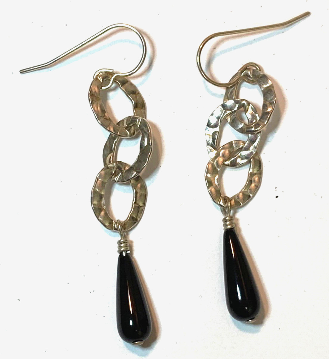 Earrings, Interlocking Hammered Sterling Silver &… - image 2