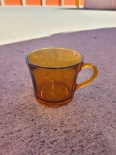Vintage Duralex Amber Glass Coffee Cup Retro 1970s 70s Made In France