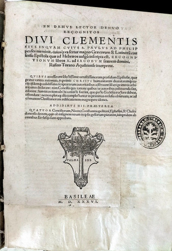 Divi Clementis Opera Varia 1536 Basel Johann Bebel Johannes Sichardus Sichard prezzo ebay