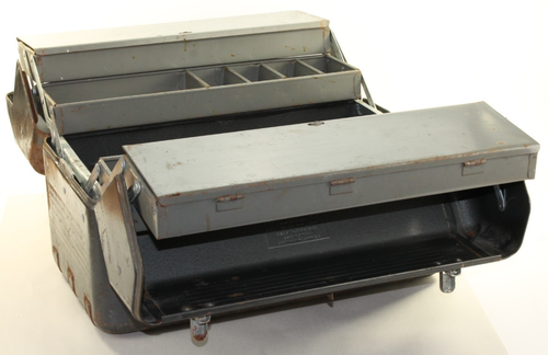 Caja de herramientas de mecánico voladizo GI militar metal Simonsen de colección gobierno de EE. UU. - Imagen 2 de 21