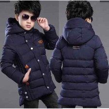 New Winter Keep Warm Teenage Boys Jacket 5-14 Years Long Slim Fit Coat for Kids
