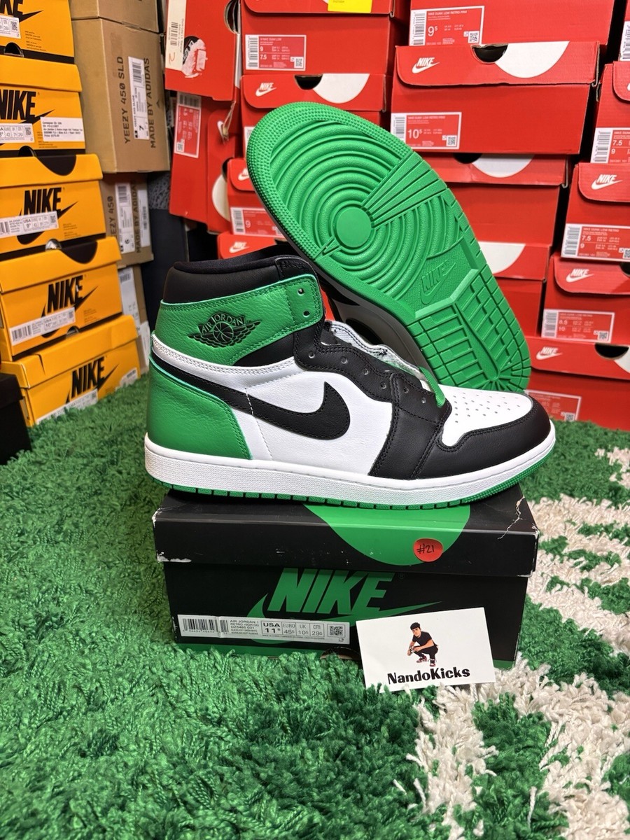 Nike Air Jordan 1 Retro High OG Size 11.5 Black Lucky Green White 