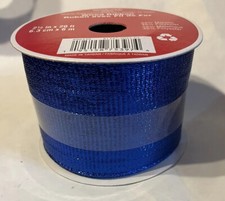 2 1/2 x 20Ft wired Blue. Metallic Ribbon For Christmas, Wedding Birthday