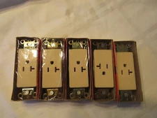 P&S Single Outlet D6301-I Commercial Grade Ivory 20A 125V Lot of 5