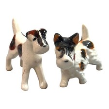 Vintage Japanese Lot 2 Miniature Scottie Terrier Dog Hand Painted Figurine Japan