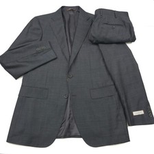 2095 Canali Capri Sharkskin Dark Green Wool Suit Mens Size US 42L Italy 52L