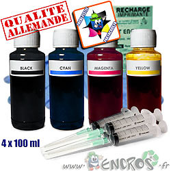Recharge encre 4x100ML couleurs pour imprimantes Canon IX, kit universel économique