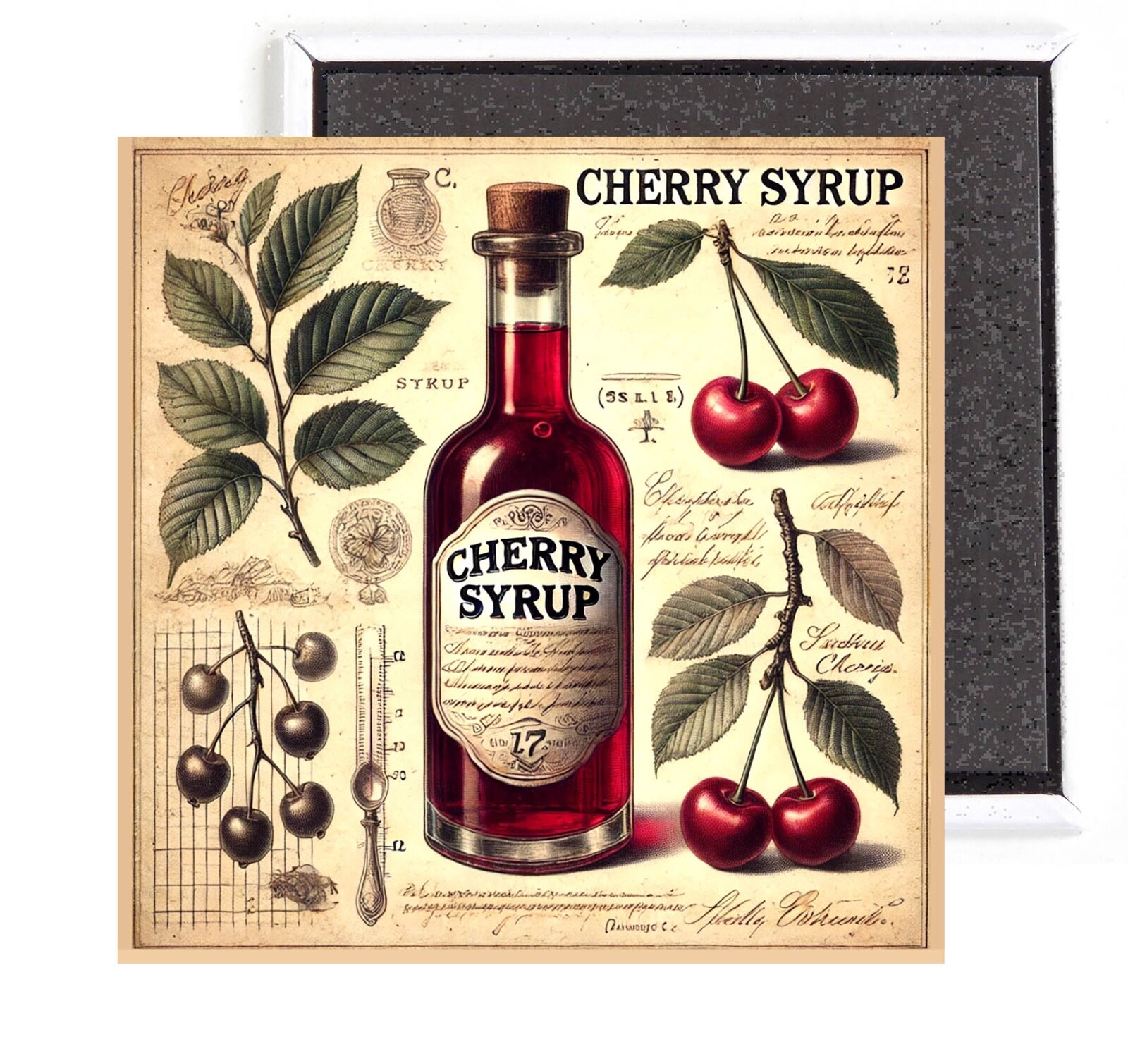 Cherry Syrup FRIDGE MAGNET sign advertisement