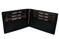 MONEY CLIP WALLET 6 CREDIT CARD SLOTS OUTSIDE ID BLACK GIFT IDEA