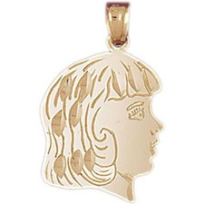 Girl Face Charm Pendant 14k Gold 2.2 Grams 