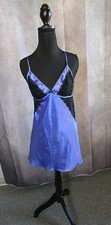Fredericks Of Hollywood Blue Lace Babydoll Chemise Satin Nightgown Size M