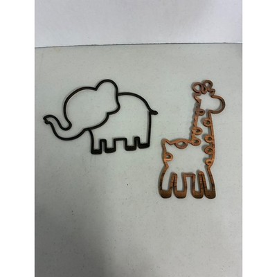 Wooden Safari Animal Wall Art Set Minimalist Elephant Giraffe Nursery Decor