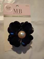 Must Have Beauty Black With Pearl Flower Plastic Hair Clip NWT