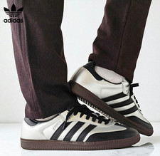 adidas Samba OG Silver Metallic / Core Black / Dark Brown KI8464 Men's US4-14