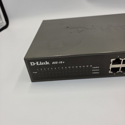 D-Link DSS-16+ 16-Port 10/100 Ethernet Network Switch Rack Mountable No Cord