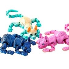 Multi-joint 3D Printed Cat Siamese Kitten 3D Hairless Cat Doll  Kids Gift