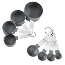 8pc Stainless Steel Measuring Cups & Spoons Set Nesting Kitchen Baking UK