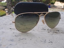 Ray-Ban RB3025 Gold Aviator Large Metal 001/76 58[]14 Italy Broken Glass w/ CASE