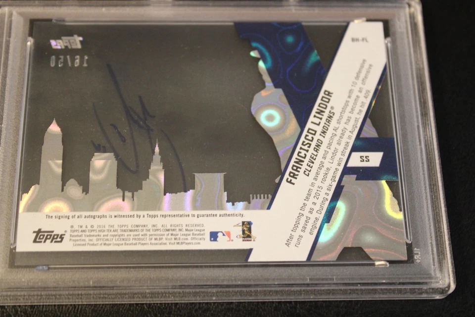 2016 Topps High Tek -Bright Horizons -Auto - Francisco Lindor 16/50 -PSA NM-MT 8 - Image 4 of 4