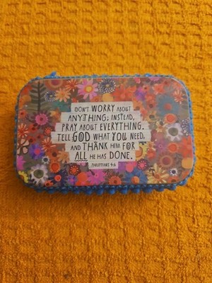 Prayer Box: Don't Worry Tin Box W/ Pencil and Pad Religious Gift