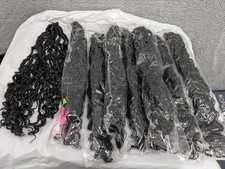  8 , 16" Goddess Faux Locs Crochet Hair Pre-loop, Black, Curly Ends, Extensions