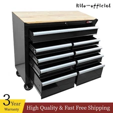 9-Drawer Multifunctional Tool Cart Rolling Storage Cabinet w/ Wheels&Wooded Top
