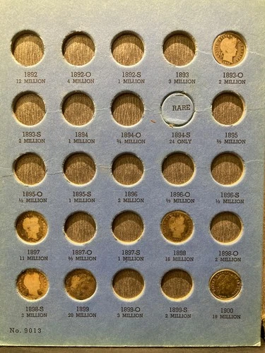 1892-1916 Barber Liberty Head Silver Dime Collection - 35 Coins