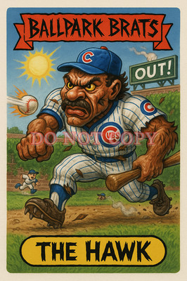 Andre Dawson as '' The Hawk '' - BALLPARK BRATS Parody Art Card Chicago Cubs