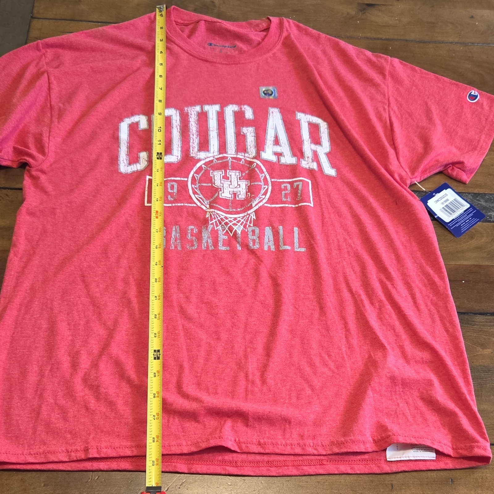Champion Houston Cougars Basketball T Shirt L NWT UH Heather Red Graphic Tee image 7