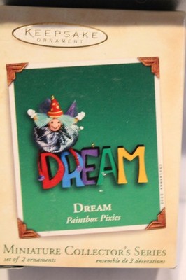2002 Hallmark Dream Paintbox Pixies Keepsake  Miniature Ornament Set of 2