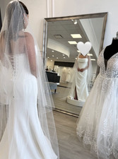 Justin Alexander Signature Layla 99341 Ivory Fit Flare Wedding Dress Size 12