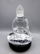 Baccarat Crystal Buddha Figure - Frosted head 5-3/8" - Kenzo Takada Lacquer Base