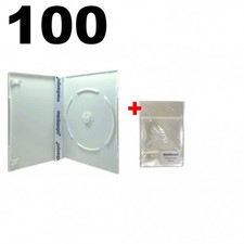 100 SLIM Solid White Color Single DVD Cases 7MM & 100 OPP Bags