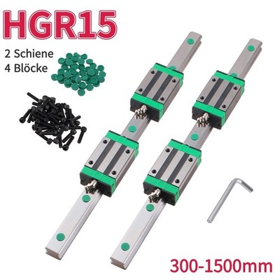 2x HGR15 Linearführung Führungsschiene Rail + 4x HGH15CA Gleitblocks Set CNC DIY