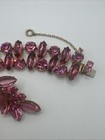 Hattie Carnegie Pink Gripoix Poured Glass Rhinestone Bracelet And Earrings Set — photo 7