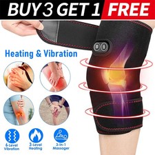 Electric Heating Vibration Knee Joint Pad Brace Leg Therapy Massager Pain Relief